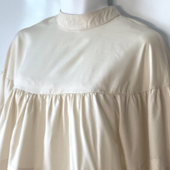 Zanzea SZ S Cream color silky oversized long sleeve smock style top / tunic - Picture 3 of 6